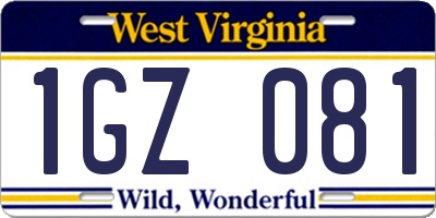 WV license plate 1GZ081