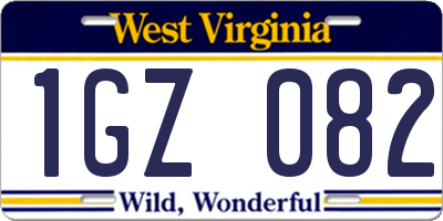 WV license plate 1GZ082
