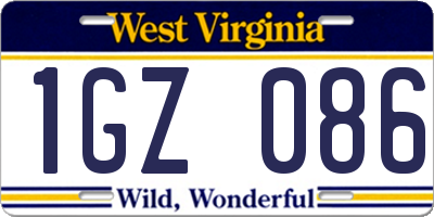 WV license plate 1GZ086