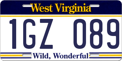 WV license plate 1GZ089