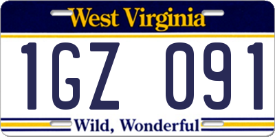 WV license plate 1GZ091