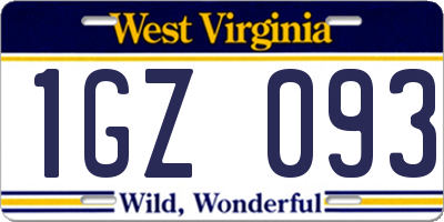 WV license plate 1GZ093