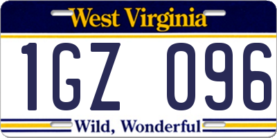 WV license plate 1GZ096