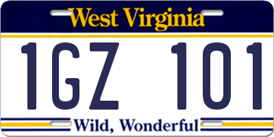WV license plate 1GZ101