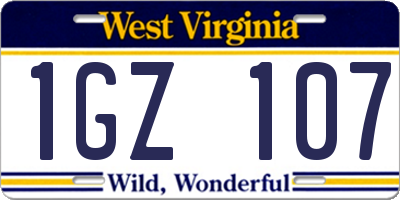 WV license plate 1GZ107