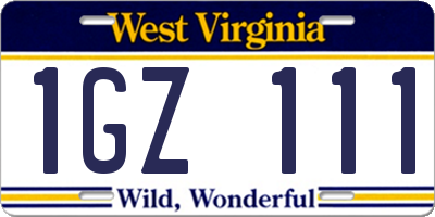 WV license plate 1GZ111