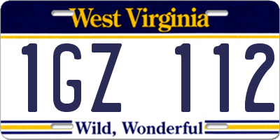 WV license plate 1GZ112