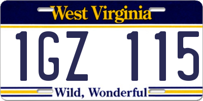 WV license plate 1GZ115