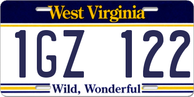 WV license plate 1GZ122