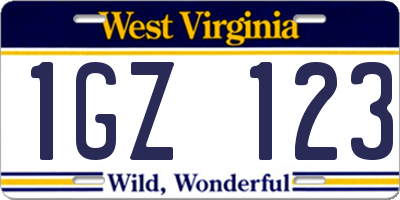 WV license plate 1GZ123