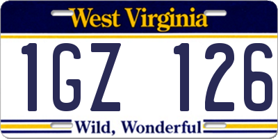 WV license plate 1GZ126