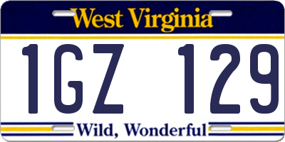 WV license plate 1GZ129
