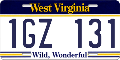 WV license plate 1GZ131