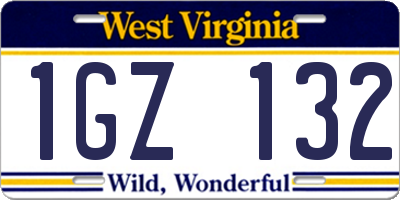 WV license plate 1GZ132