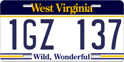 WV license plate 1GZ137