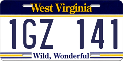 WV license plate 1GZ141