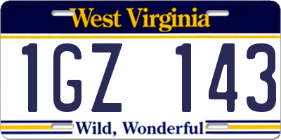 WV license plate 1GZ143