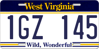 WV license plate 1GZ145