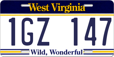 WV license plate 1GZ147