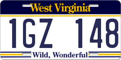 WV license plate 1GZ148