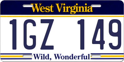 WV license plate 1GZ149
