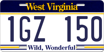 WV license plate 1GZ150