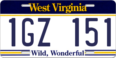 WV license plate 1GZ151