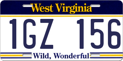 WV license plate 1GZ156