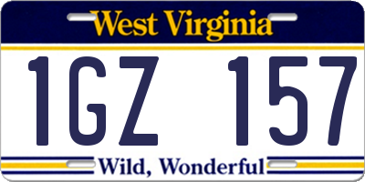 WV license plate 1GZ157