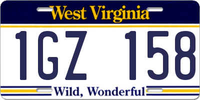 WV license plate 1GZ158