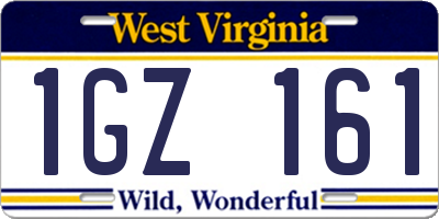 WV license plate 1GZ161