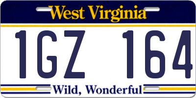 WV license plate 1GZ164