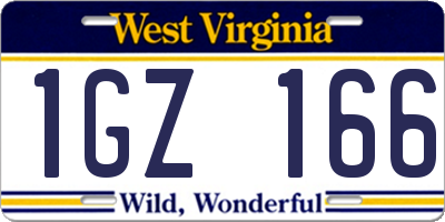 WV license plate 1GZ166