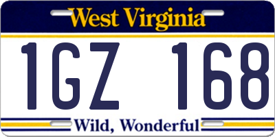 WV license plate 1GZ168