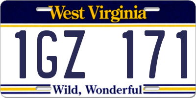 WV license plate 1GZ171