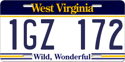 WV license plate 1GZ172