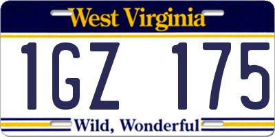 WV license plate 1GZ175