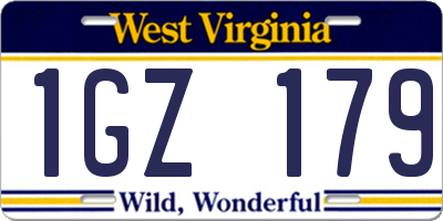 WV license plate 1GZ179