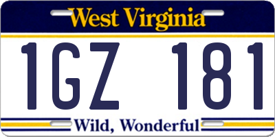 WV license plate 1GZ181
