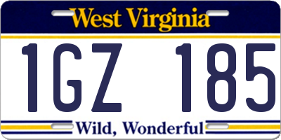 WV license plate 1GZ185