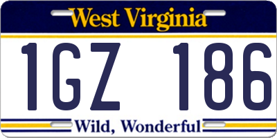 WV license plate 1GZ186