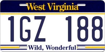 WV license plate 1GZ188