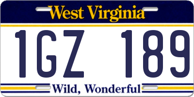 WV license plate 1GZ189