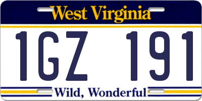 WV license plate 1GZ191