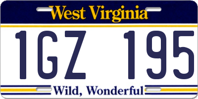 WV license plate 1GZ195