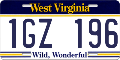 WV license plate 1GZ196