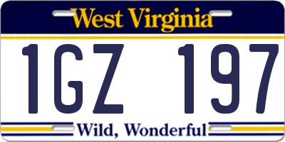 WV license plate 1GZ197