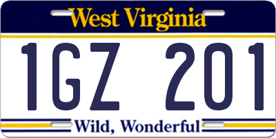 WV license plate 1GZ201