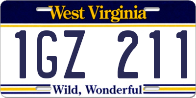WV license plate 1GZ211