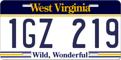 WV license plate 1GZ219